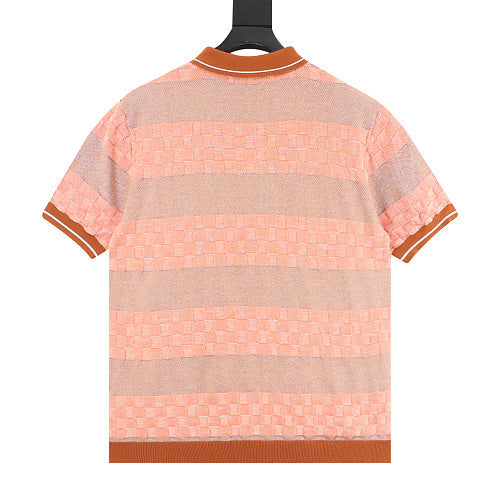 Louis Vuitton 26SS Damier Stripe Jacquard Knit Polo Shirt