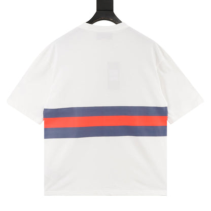 Gucci Blue & Red Stripe Interlocking Logo Print Cotton T-Shirt 2026