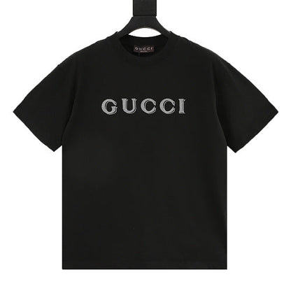 Gucci Double-Image Letter Embroidery Cotton T-Shirt 2026