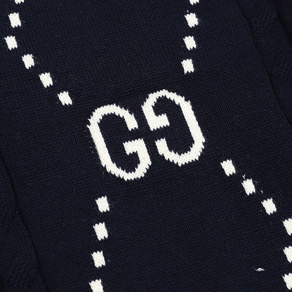 Gucci Double G GG Intarsia Cotton Knit Polo Sweater 2026