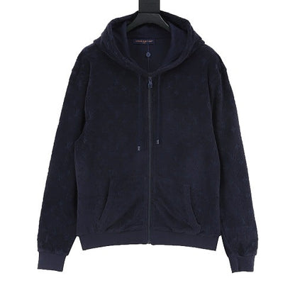 Louis Vuitton Terry Velvet All-Over Print Zip Hooded Jacket