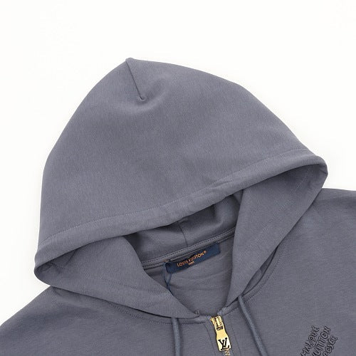 Louis Vuitton Pearl Drawstring LV-Embroidered Zip Hooded Jacket