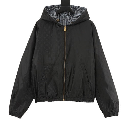 Louis Vuitton FW25 Reversible Crystal-Embellished Houndstooth Hooded Jacket