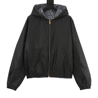 Louis Vuitton FW25 Reversible Crystal-Embellished Houndstooth Hooded Jacket